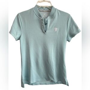 Nike Golf Women's Polo Shirt Dri-Fit Small Blue Green Zip Up Short Sleeve Logo